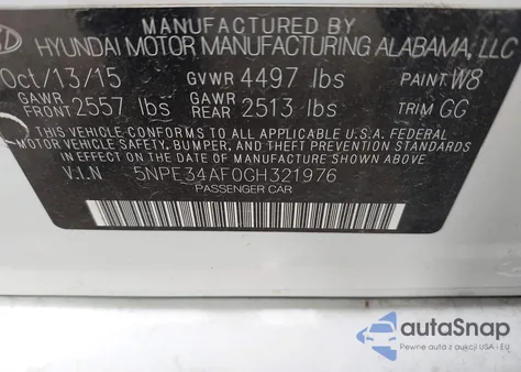 2016 Hyundai Sonata Limited z USA, uszkodzony, nr VIN 5NPE34AF0GH321976